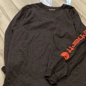 Carhartt Charcoal Gray Long Sleeve with Red Logo